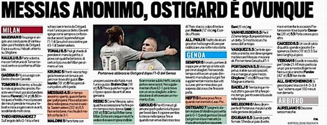 Tuttosport Milan Player Ratings From Genoa Win Duo Impress Winger