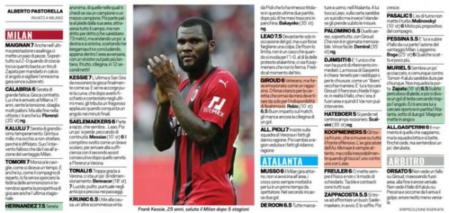 Tuttosport Milan Player Ratings From Atalanta Win Leao And Theo