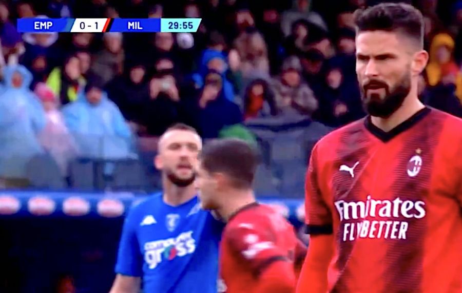 Watch Giroud Fires Penalty In Off The Bar To Double Lead Against Empoli