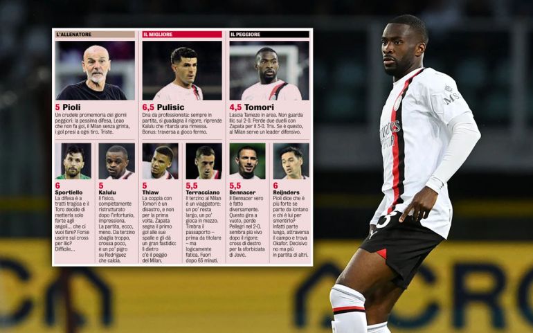 GdS Milan Player Ratings For Torino Defeat Only Four Players Score 6