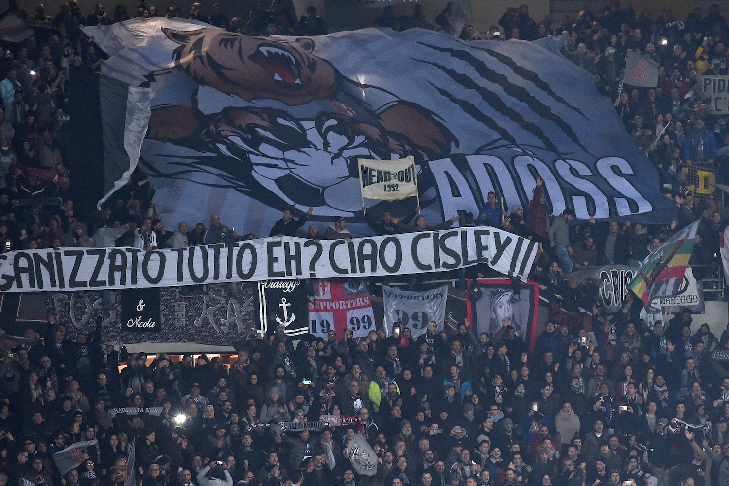 Alessandra fans' display at the Stadio Olimpico di Torino. | Valerio Pennicino/Getty Images