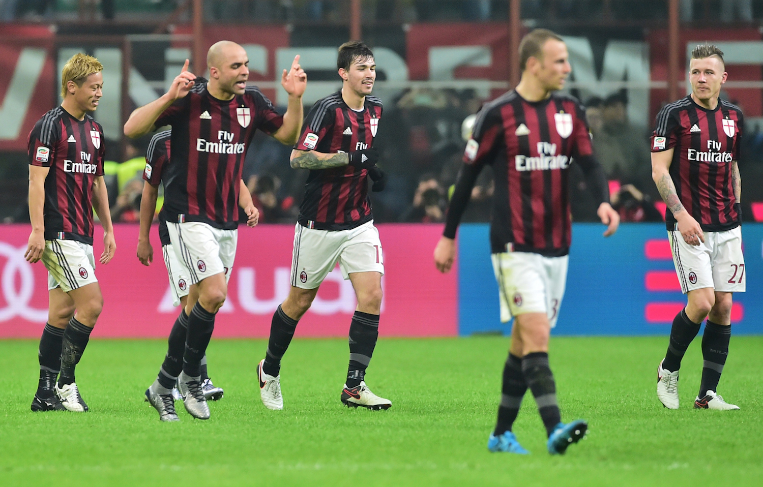 Alex celebrates after scoring in the Derby della Madonnina. | GIUSEPPE CACACE/AFP/Getty Images