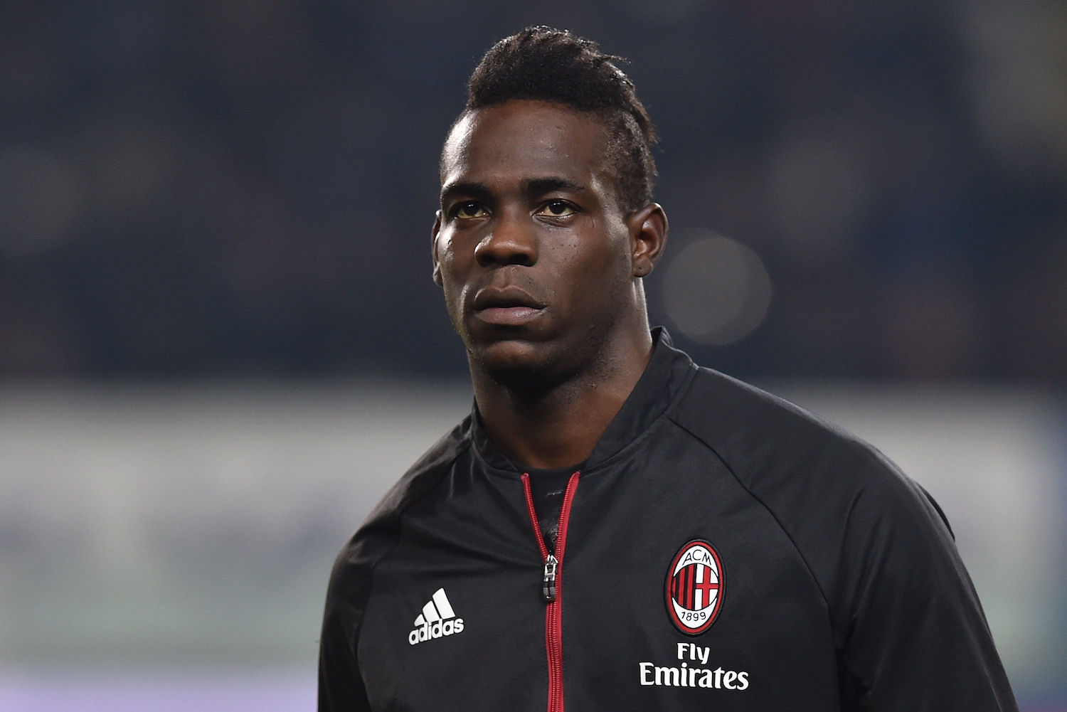 Balotelli looks on ahead of the cup match against Alessandria. | Valerio Pennicino/Getty Images