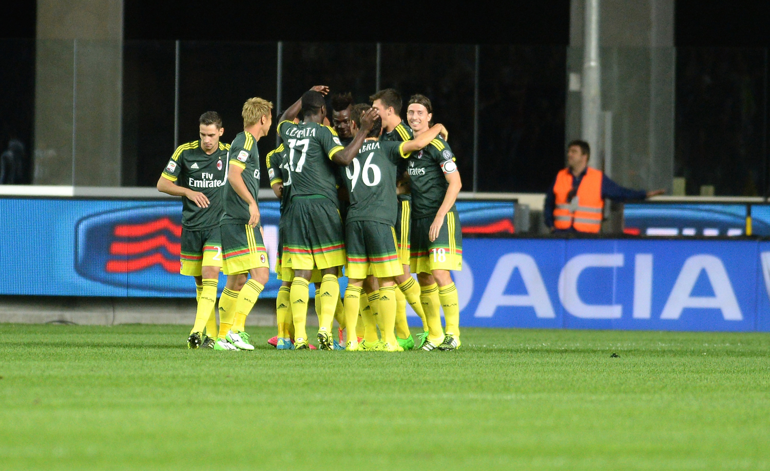 Mario celebrates a wonderful free-kick vs. Udinese. | Dino Panato/Getty Images