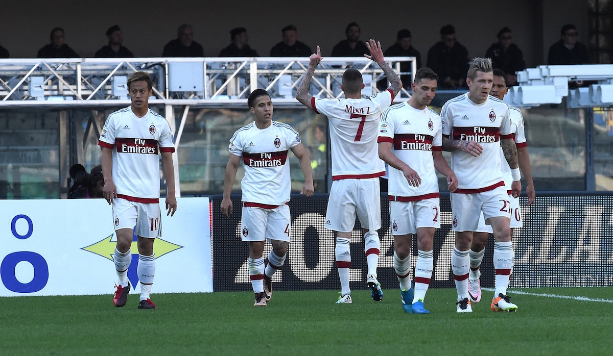 The Rossoneri celebrate the opener. | Pier Marco Tacca/Getty Images
