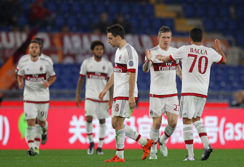 Milan celebrate Kucka's leveller at the Olimpico earlier this season. | Paolo Bruno/Getty Images