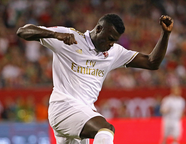 CHICAGO, IL - JULY 27: Niang Mbaye #11 of A.C. Milan celebrates his first half score against FC Bayern Munich. (Photo by Jonathan Daniel/Getty Images)