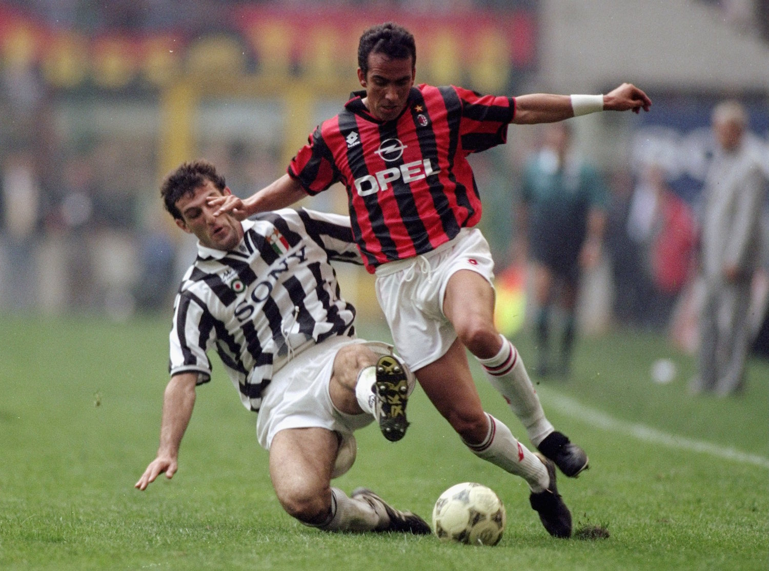 paola-di-canio-of-ac-milan-and-ciro-ferraro-of-juventus