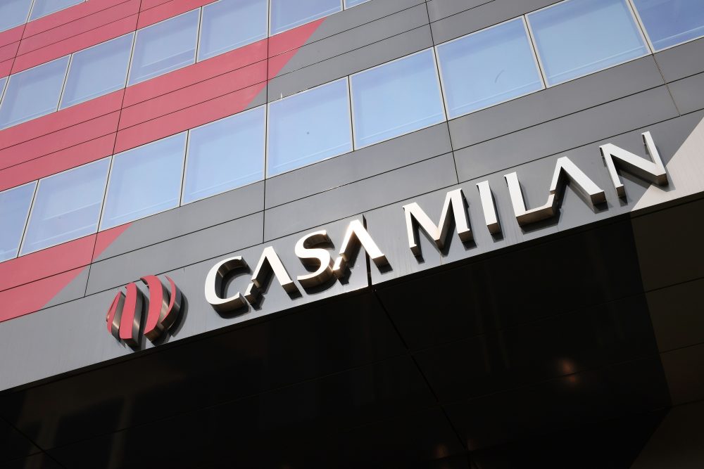 A picture shows the logo of "Casa Milan", the AC Milan's headquarters hosting a shop and a museum dedicated to the Serie A football club, on April 14, 2017 before a press conference of Chinese investors "Rossoneri Sport Investment Lux" in Milan. Serie A giants AC Milan were sold to Rossoneri Sport Investment Lux yesterday in a deal which sees the Chinese-led consortium take a 99.9% stake in the club. The seven-time European champions who are Italy's most succcessful club in international competition, have been owned by former three-time Italy prime minister Silvio Berlusconi since 1986. A joint statement by AC Milan's holding company Fininvest and Rossoneri Sport Investment Lux said on April 13, 2017 : "Today Fininvest has completed the sale of the entire stake owned in AC Milan - equal to 99.93% - to Rossoneri Sport Investment Lux." / AFP PHOTO / MIGUEL MEDINA (Photo credit should read MIGUEL MEDINA/AFP/Getty Images)