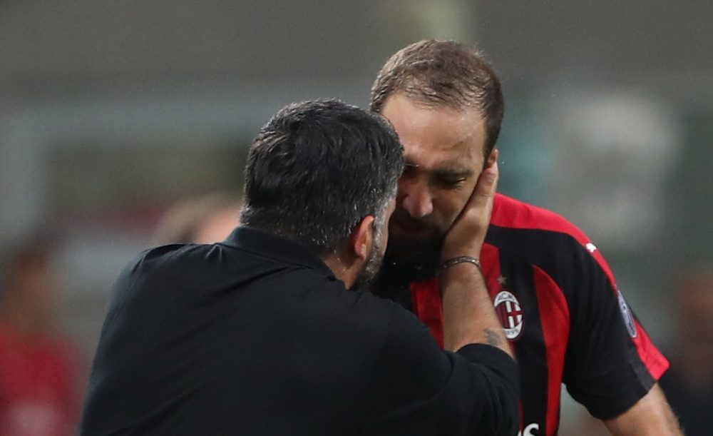 during the serie A match between AC Milan and Atalanta BC at Stadio Giuseppe Meazza on September 23, 2018 in Milan, Italy.