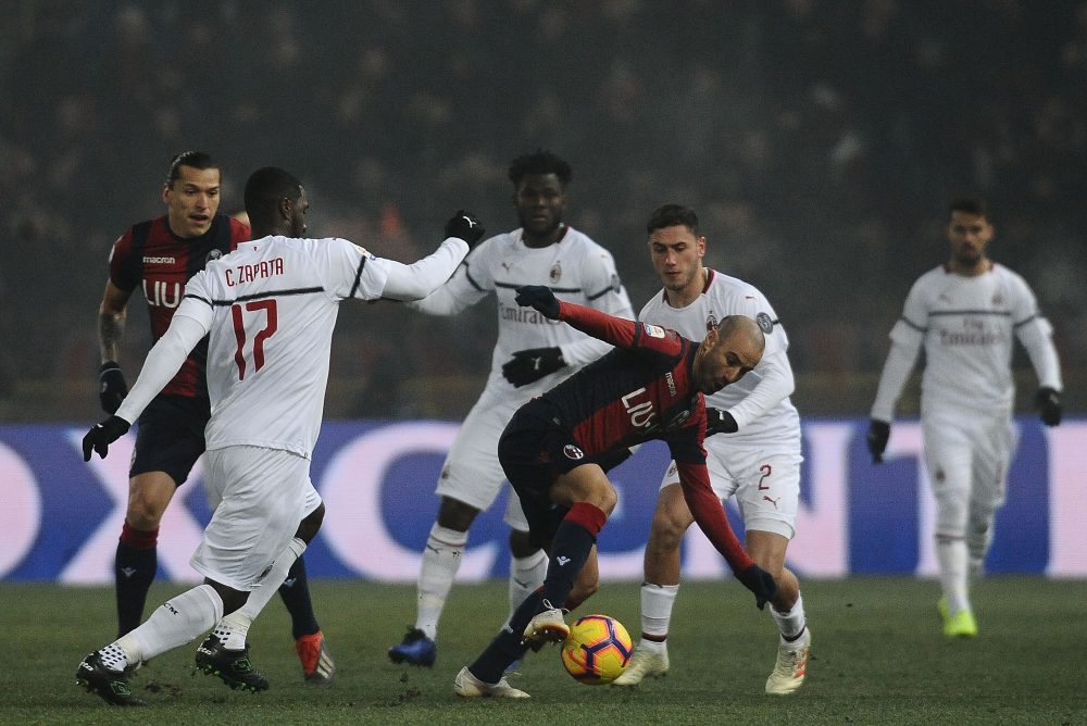 BOLOGNA, ITALY - DECEMBER 18: Rodrigo Palacio of Bologna FC in action during the Serie A match between Bologna FC and AC Milan at Stadio Renato Dall'Ara on December 18, 2018 in Bologna, Italy. (Photo by Mario Carlini / Iguana Press/Getty Images)