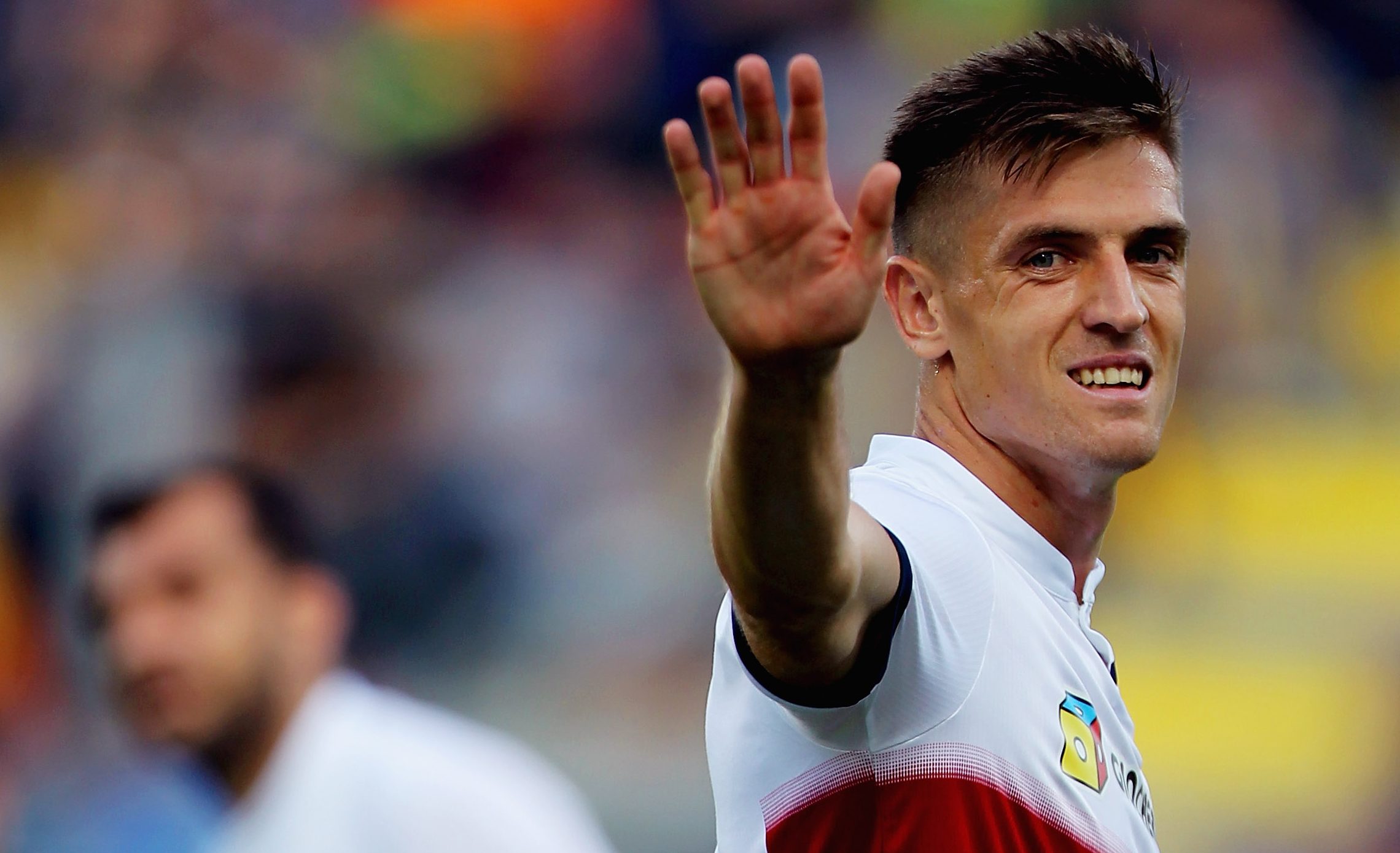 FROSINONE, ITALY - SEPTEMBER 30: Krzysztof Piatek reacts during the Serie A match between Frosinone Calcio and Genoa CFC at Stadio Benito Stirpe on September 30, 2018 in Frosinone, Italy. (Photo by Paolo Bruno/Getty Images)