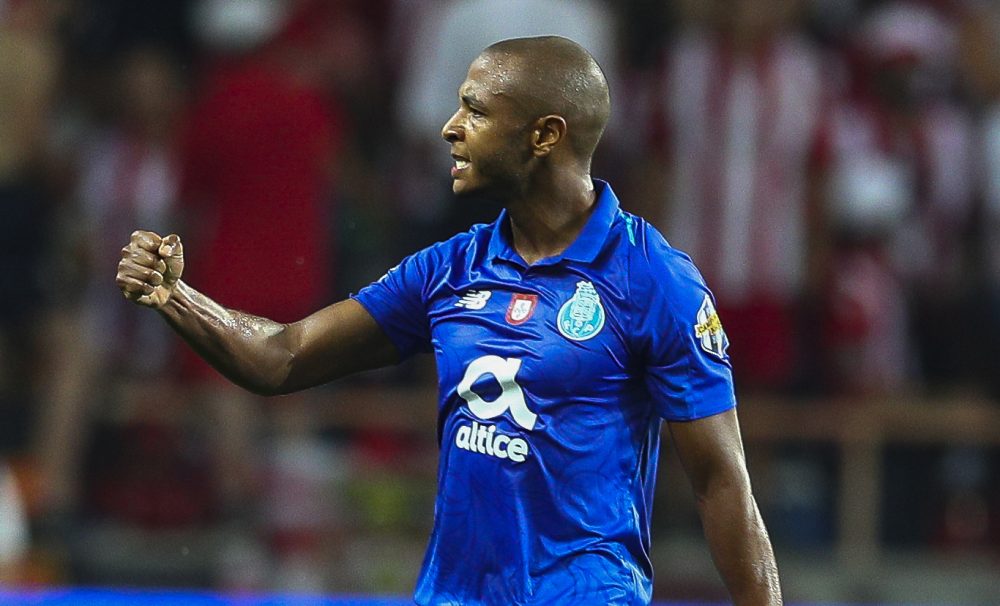 AVEIRO, PORTUGAL - AUGUST 04:Yacine Brahimi of FC Porto celebrates scoring Porto first goal during the match between FC Porto and Desportivo das Aves for the Portuguese Super Cup at Estadio Municipal de Aveiro on August 4, 2018 in Aveiro, Portugal. (Photo by Carlos Rodrigues/Getty Images)
