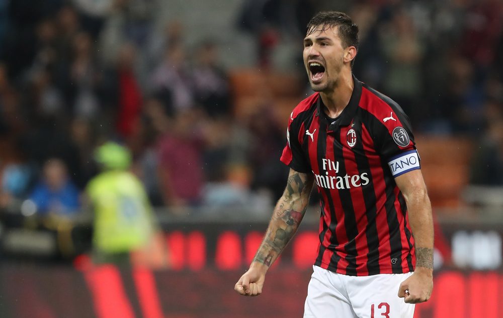 during the serie A match between AC Milan and AS Roma at Stadio Giuseppe Meazza on August 31, 2018 in Milan, Italy.