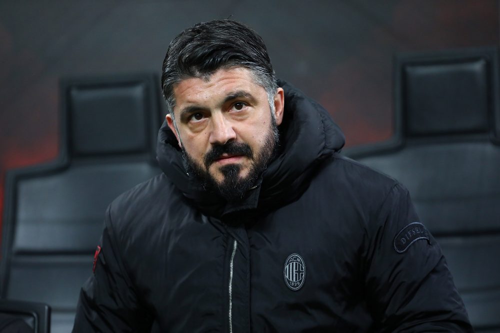 MILAN, ITALY - JANUARY 29: AC Milan coach Gennaro Gattuso looks on before the Coppa Italia match between AC Milan and SSC Napoli at Stadio Giuseppe Meazza on January 29, 2019 in Milan, Italy. (Photo by Marco Luzzani/Getty Images)