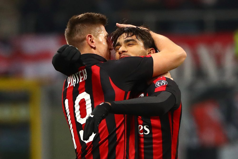 during the Coppa Italia match between AC Milan and SSC Napoli at Stadio Giuseppe Meazza on January 29, 2019 in Milan, Italy.