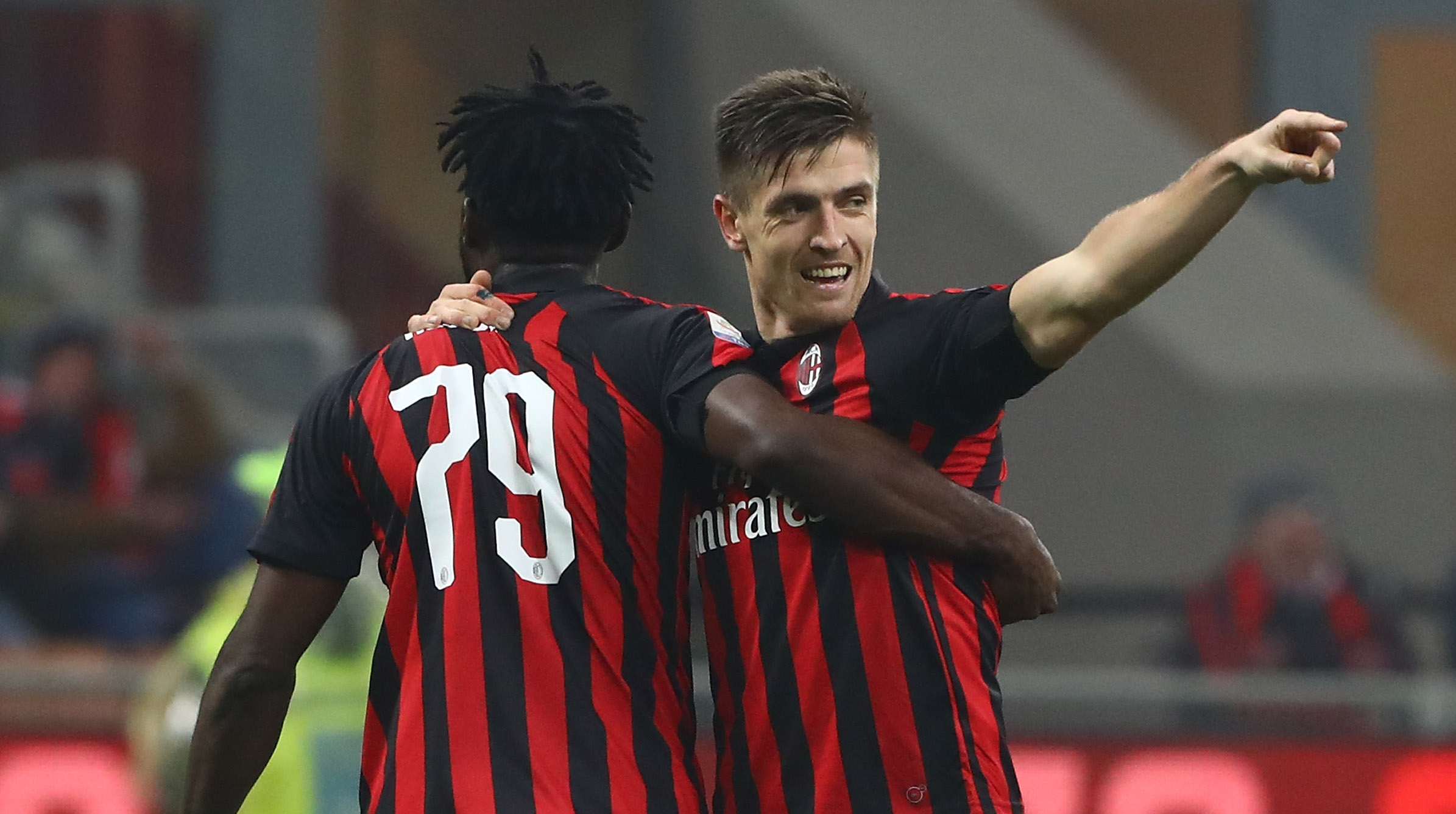during the Serie A match between AC Milan and Cagliari at Stadio Giuseppe Meazza on February 10, 2019 in Milan, Italy.