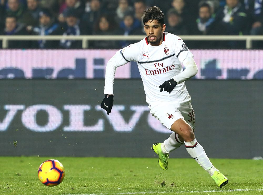 BERGAMO, ITALY - FEBRUARY 16: Lucas Paqueta of AC Milan in action during the Serie A match between Atalanta BC and AC Milan at Stadio Atleti Azzurri d'Italia on February 16, 2019 in Bergamo, Italy. (Photo by Marco Luzzani/Getty Images)