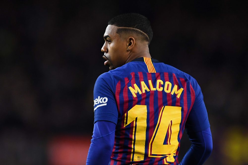 BARCELONA, SPAIN - DECEMBER 02: Malcom of FC Barcelona looks on during the La Liga match between FC Barcelona and Villarreal CF at Camp Nou on December 02, 2018 in Barcelona, Spain. (Photo by David Ramos/Getty Images)