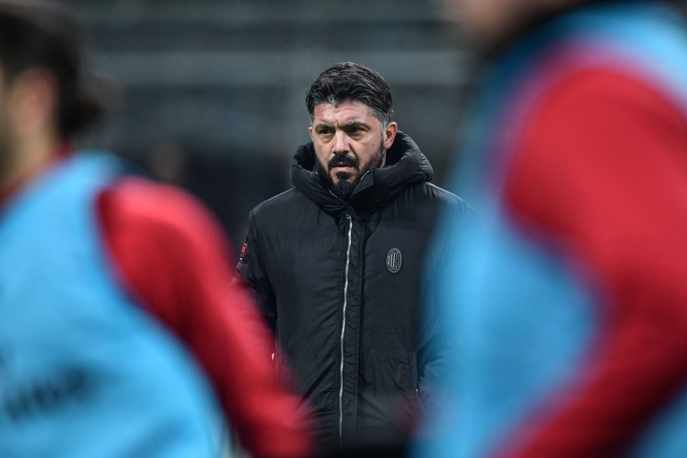 AC Milan's Italian coach Gennaro Gattuso looks on prior to the Italian Serie A football match AC Milan vs Napoli on January 26, 2019 at the San Siro stadium in Milan. (Photo by Miguel MEDINA / AFP) (Photo credit should read MIGUEL MEDINA/AFP/Getty Images)