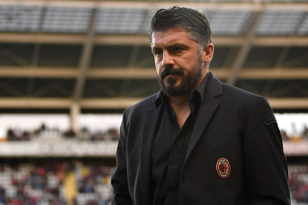 TURIN, ITALY - APRIL 28: AC Milan head coach Gennaro Gattuso looks on during the Serie A match between Torino FC and AC Milan at Stadio Olimpico di Torino on April 28, 2019 in Turin, Italy. (Photo by Valerio Pennicino/Getty Images)