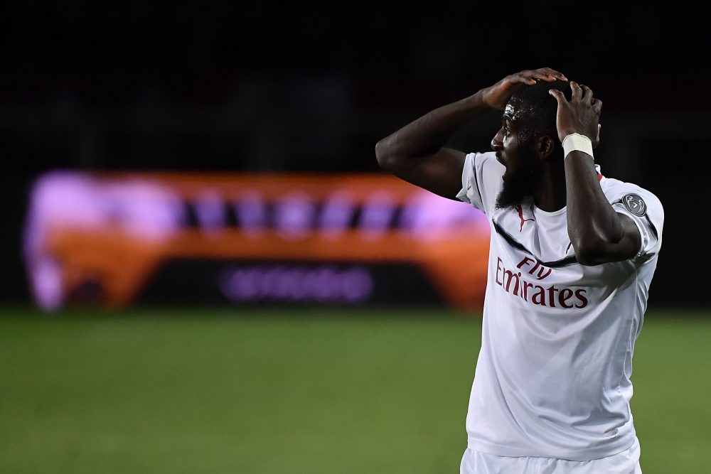 AC French Milan's midfielder Tiemoue Bakayoko reacts during the Italian Serie A football match between Torino and AC Milan on April 28, 2019 at the Grande Torino stadium in Turin. (Photo by MARCO BERTORELLO / AFP) (Photo credit should read MARCO BERTORELLO/AFP/Getty Images)
