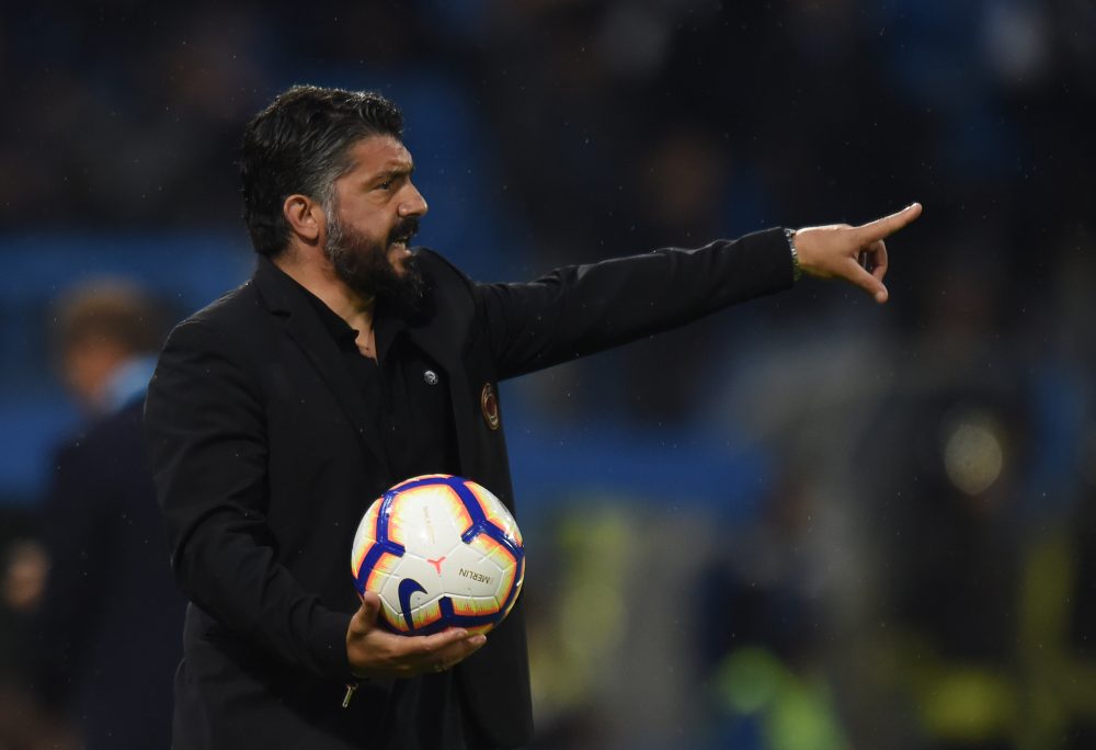 FERRARA, ITALY - MAY 26: Gennaro Gattuso head coach of AC Milan gestures during the Serie A match between Spal and AC Milan at Stadio Paolo Mazza on May 26, 2019 in Ferrara, Italy. (Photo by Tullio M. Puglia/Getty Images)