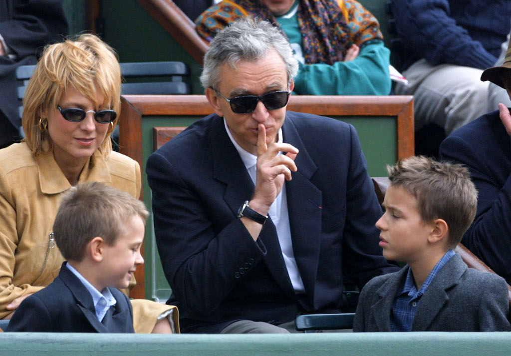 LVMH CEO Bernard Arnault and his son attend the men's final match of the  French Open, played at the Roland Garros stadium in Paris, France, on June  8, 2008. Spain's Nadal won