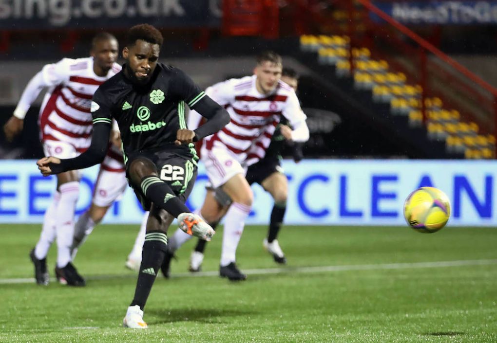 Hamilton Academical v Celtic - Scottish Premiership - Fountain of Youth Stadium Celtic s Odsonne Edouard scores his side s first goal of the game during the Scottish Premiership match at the Fountain of Youth Stadium, Hamilton. Use subject to restrictions. Editorial use only, no commercial use without prior consent from rights holder. PUBLICATIONxINxGERxSUIxAUTxONLY Copyright: xJanexBarlowx 57284888