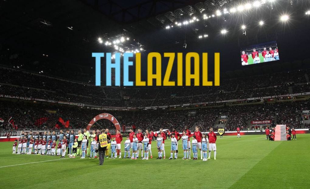 Teams lines up, atmosphere Milano 24-4-2019 Stadio Giuseppe Meazza Football Italy Cup 2018/2019 AC Milan - SS Lazio semi final second leg Photo Luca Pagliaricci Insidefoto PUBLICATIONxNOTxINxITA lucaxpagliaricci