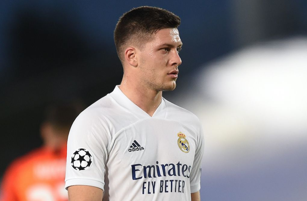 MADRID, SPAIN - OCTOBER 21: Luka Jovic of Real Madrid looks on during the UEFA Champions League Group B stage match between Real Madrid and Shakhtar Donetsk at Estadio Alfredo De Stefano on October 21, 2020 in Madrid, Spain. (Photo by Denis Doyle/Getty Images)