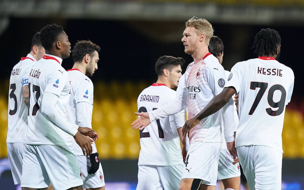 Photo LaPresse - Spada January 3rd , 2021 Benevento Italy Soccer A.C. Milan- Season 2020-2021 - Serie A Benevento vs Ac Milan In the pic: Rafael Leao Simon Kjaer PUBLICATIONxINxGERxSUIxAUTxONLY Copyright: xSpada/LaPressex