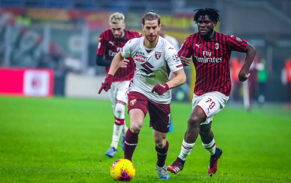 Cristian Ansaldi of Torino FC fights for the ball against Franck Kessie of AC Milan during the Serie A 2019/20 match between AC Milan vs Torino FC at the San Siro Stadium, Milan, Italy on February 17, 2020 - Photo Fabrizio Carabelli /LM PUBLICATIONxINxGERxSUIxAUTxONLY Copyright: xLM/FabrizioxCarabellix/xIPAx/xLivexMediax 0