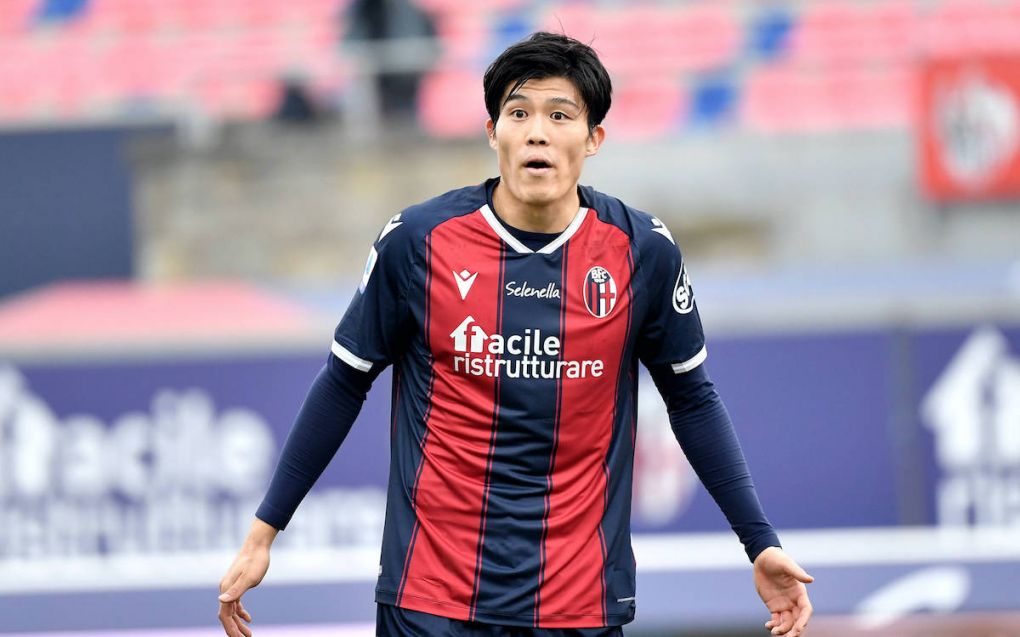 Takehiro Tomiyasu of Bologna FC reacts during the Serie A football match between Bologna FC and AC Milan at Renato Dall Ara stadium in Bologna Italy, January 30th, 2021. Photo Andrea Staccioli / Insidefoto andreaxstaccioli