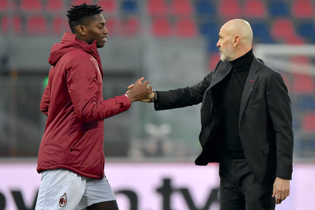 Stefano Pioli coach of AC Milan greets Rafael Leao at the end of the Serie A football match between Bologna FC and AC Milan at Renato Dall Ara stadium in Bologna Italy, January 30th, 2021. Photo Andrea Staccioli / Insidefoto andreaxstaccioli