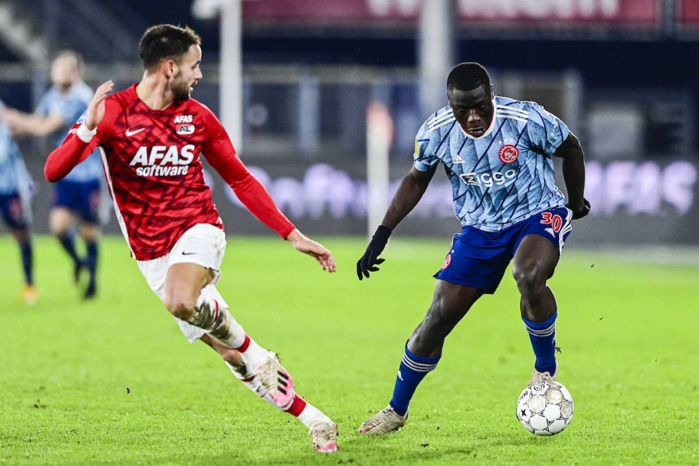 ALKMAAR - lr Pantelis Hatzidiakos of AZ, Brian Brobbey of Ajax during the Dutch Eredivisie match between AZ Alkmaar and Ajax Amsterdam at the AFAS stadium on January 31, 2021 in Alkmaar, The Netherlands. ANP OLAF KRAAK Dutch Eredivisie 2020/2021 xVIxANPxSportx/xxANPxIVx *** ALKMAAR lr Pantelis Hatzidiakos of AZ, Brian Brobbey of Ajax during the Dutch Eredivisie match between AZ Alkmaar and Ajax Amsterdam at the AFAS stadium on January 31, 2021 in Alkmaar, The Netherlands ANP OLAF KRAAK Dutch Eredivisie 2020 2021 xVIxANPxSportx xxANPxIVxx 427769349