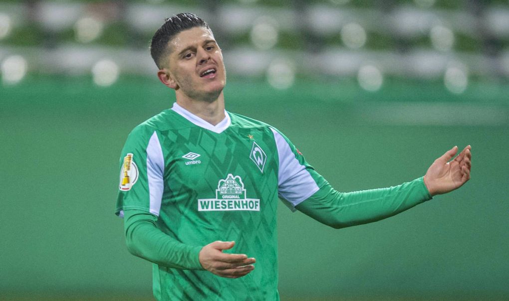 Fuﬂball: DFB Pokal, Saison 2020/2021, Achtelfinale, SV Werder Bremen - SpVgg Greuther F¸rth am 02.02.2021 im Weserstadion in Bremen. Bremens Milot Rashica ‰rgert sich. DFL REGULATIONS PROHIBIT ANY USE OF PHOTOGRAPHS AS IMAGE SEQUENCES AND/OR QUASI-VIDEO. *** Football DFB Cup, 2020 2021 season, Round of 16, SV Werder Bremen SpVgg Greuther F¸rth on 02 02 2021 at Weserstadion in Bremen Bremen Bremens Milot Rashica angers DFL REGULATES PROHIBIT ANY USE OF PHOTOGRAPHS AS IMAGE SEQUENCES AND OR QUASI VIDEO. Copyright: xInderlied/GuidoxKirchnerx