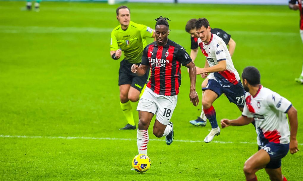 February 7, 2021, Milan, Italy: Milan, Italy, Giuseppe Meazza stadium, February 07, 2021, Soualiho Meite of AC Milan in action during AC Milan vs Crotone FC - Italian football Serie A match Italian football Serie A match - AC Milan vs Crotone FC, milan, Italy PUBLICATIONxINxGERxSUIxAUTxONLY - ZUMAl164 20210207_zsa_l164_137 Copyright: xFabrizioxCarabellix