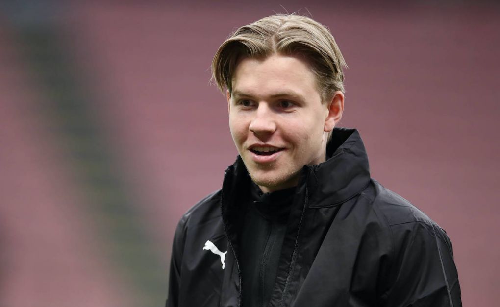 Jens Petter Hauge of AC Milan during the warm up prior to the Serie A match at Giuseppe Meazza, Milan. Picture date: 7th February 2021. Picture credit should read: Jonathan Moscrop/Sportimage PUBLICATIONxNOTxINxUK SPI-0895-0048