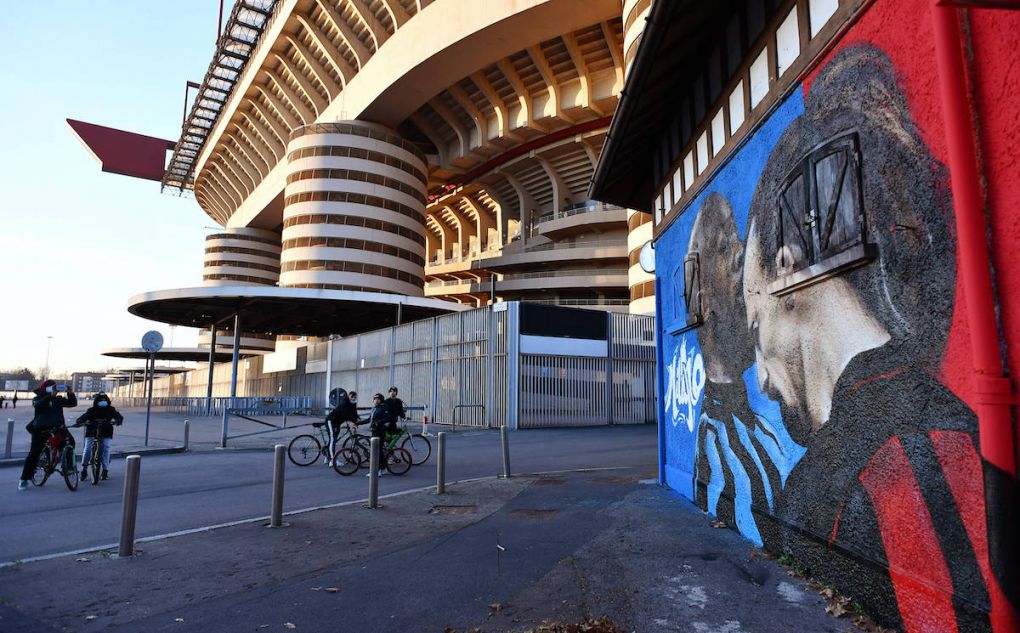 Db Milano 14/02/2021 - stadio San Siro / foto Daniele Buffa/Image nella foto: murales Romelu Lukaku-Zlatan Ibrahimovic PUBLICATIONxNOTxINxITA