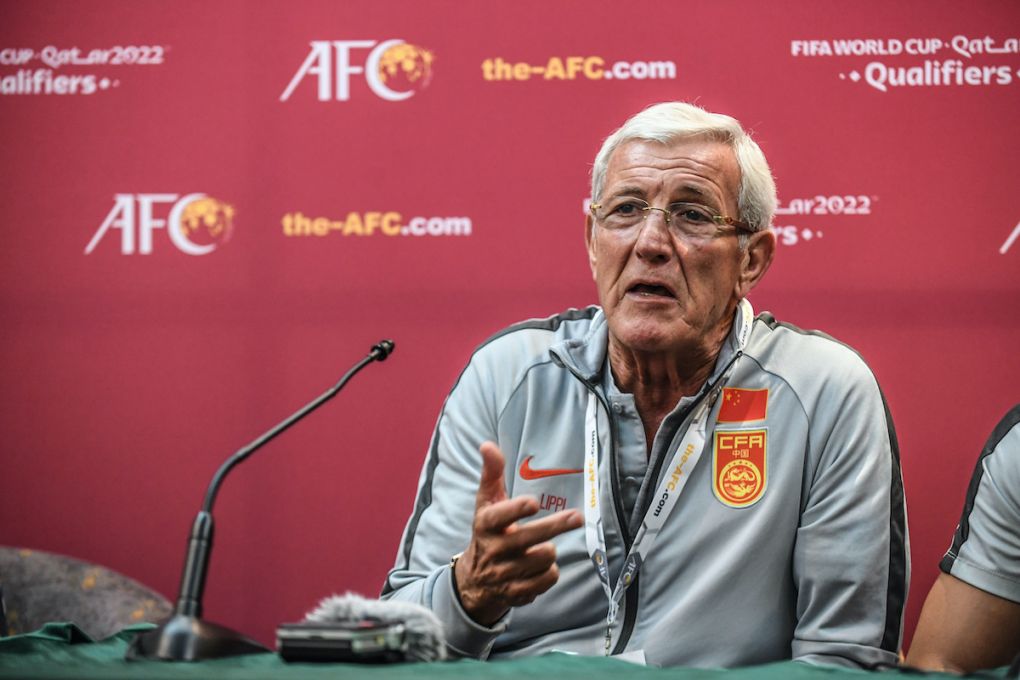 191114 -- DUBAI, Nov. 14, 2019 -- Marcaello Lippi, head coach of China, speaks during the press conference, PK, Pressekonferenz after the group A match between China and Syria of the FIFA World Cup, WM, Weltmeisterschaft, Fussball Qatar 2022 and AFC Asian Cup China 2023 Preliminary Joint Qualification Round 2 in Dubai, the United Arab Emirates, Nov. 14, 2019. Marcello Lippi annouced his resignation during the press conference. SPUAE-DUBAI-SOCCER-2022 FIFA WORLD CUP QUALIFIER-GROUP A-CHINA VS SYRIA PanxYulong PUBLICATIONxNOTxINxCHN