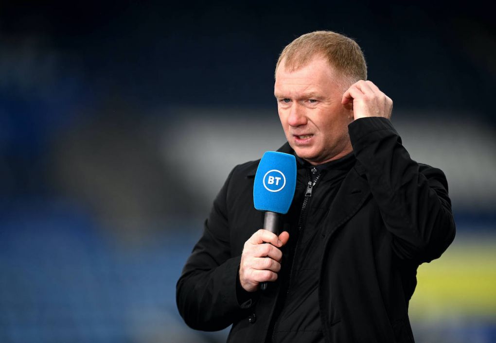 Leicester City v Manchester United, ManU - Premier League - King Power Stadium Former Manchester United player and BT commentator Paul Scholes ahead of the Premier League match at the King Power Stadium, Leicester. EDITORIAL USE ONLY No use with unauthorised audio, video, data, fixture lists, club/league logos or live services. Online in-match use limited to 120 images, no video emulation. No use in betting, games or single club/league/player publications. PUBLICATIONxINxGERxSUIxAUTxONLY Copyright: xMichaelxReganx 57282095