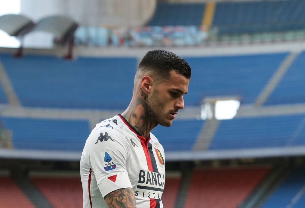 Gianluca Scamacca of Genoa CFC as he leaves the field of play after being substituted during the Serie A match at Giuseppe Meazza, Milan. Picture date: 28th February 2021. Picture credit should read: Jonathan Moscrop/Sportimage PUBLICATIONxNOTxINxUK SPI-0926-0061