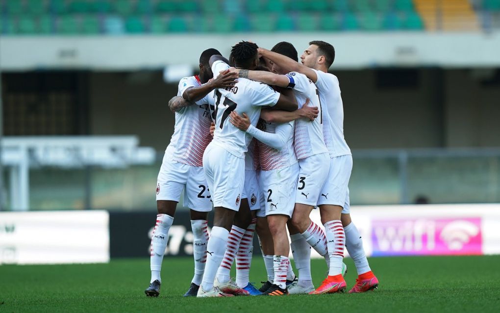 Photo LaPresse - Spada March 07 , 2021 Verona Italy Soccer A.C. Milan- Stagione 2020 2021 - Serie A Hellas Verona vs Milan In the pic: Rade Krunic celebrates after scoring 1-0 a Davide Calabria PUBLICATIONxNOTxINxITAxFRAxCHN Copyright: xSpada/LaPressex