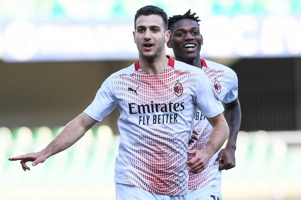 Db Verona 07/03/2021 - campionato di calcio serie A / Hellas Verona-Milan / foto Daniele Buffa/Image nella foto: esultanza gol Diogo Dalot PUBLICATIONxNOTxINxITA