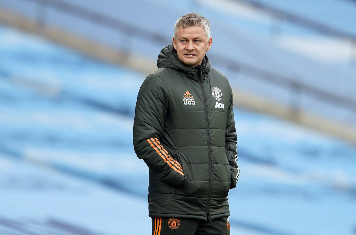 Manchester City v Manchester United, ManU - Premier League - Etihad Stadium Manchester United manager Ole Gunnar Solskjaer prior to kick-off during the Premier League match at the Etihad Stadium, Manchester. Picture date: Sunday March 7, 2021. EDITORIAL USE ONLY No use with unauthorised audio, video, data, fixture lists, club/league logos or live services. Online in-match use limited to 120 images, no video emulation. No use in betting, games or single club/league/player publications. PUBLICATIONxINxGERxSUIxAUTxONLY Copyright: xDavexThompsonx 58482425