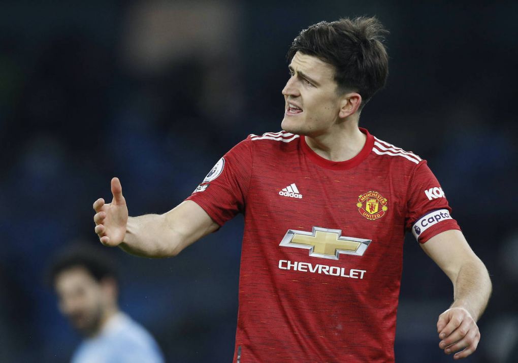 Harry Maguire of Manchester United, ManU during the Premier League match at the Etihad Stadium, Manchester. Picture date: 7th March 2021. Picture credit should read: Darren Staples/Sportimage PUBLICATIONxNOTxINxUK SPI-0946-0124
