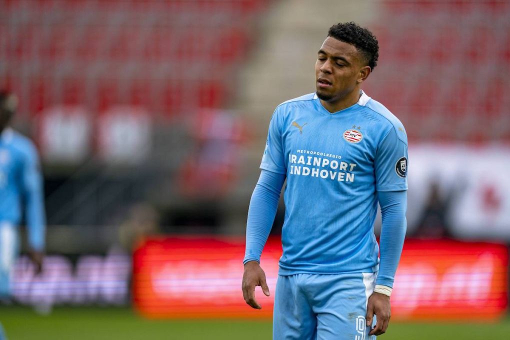 ALKMAAR, Netherlands, 21-03-2021, football, , Dutch eredivisie, season 2020 / 2021, PSV player Donyell Malen disappointment during the match AZ - PSV AZ - PSV PUBLICATIONxNOTxINxNED x11184614x Copyright: