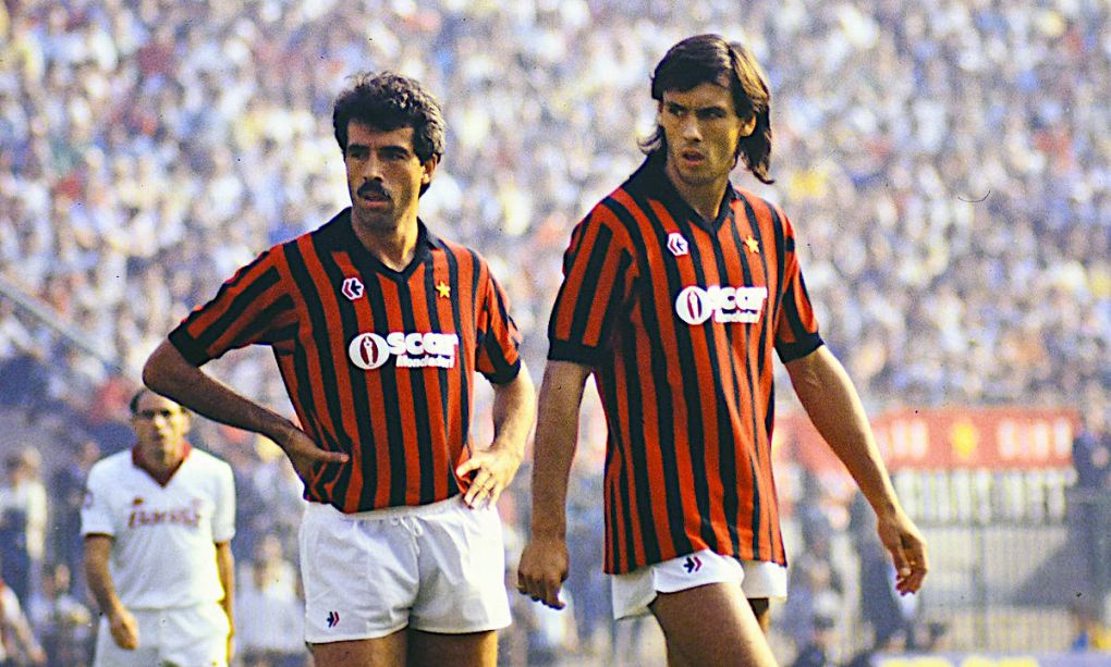 PIETRO PAOLO VIRDIS, MARK HATELEY, AC Milan, Serie A, Milan vs Roma 2-1, Milano SERIE A 1984-85 MILAN-ROMA 2-1 PUBLICATIONxNOTxINxITA