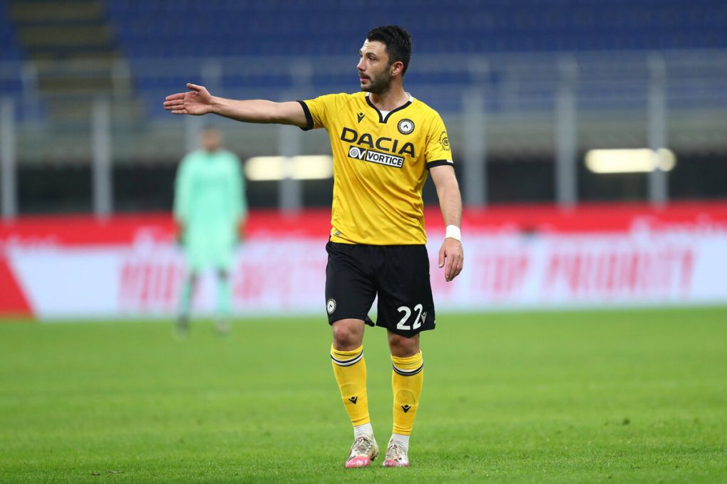 Tolgay Arslan of Udinese Calcio gestures during the Serie A match between AC Milan and Udinese Calcio at Stadio San Siro Milan Italy on 03 March 2021. Milan Stadio San Siro Milan Italy Copyright: xMarcoxCanonierox SP24-0511